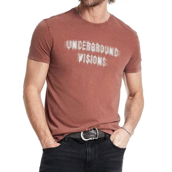 John Varvatos Men's Underground Visions Flocked Graphic Crew T-Shirt Sepia Brown - Picture 1 of 6